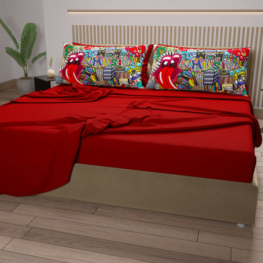 Lenzuola in Cotone, Completo Letto con Federe in Stampa Digitale Murales