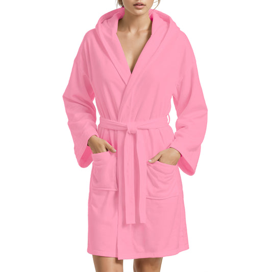 Pink Microfibre Bathrobe for Men and Women
