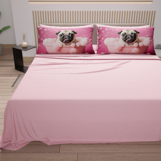 Draps Animaux en Coton, Parure de Lit avec Taies d'Oreiller en Impression Digitale Chiens 08
