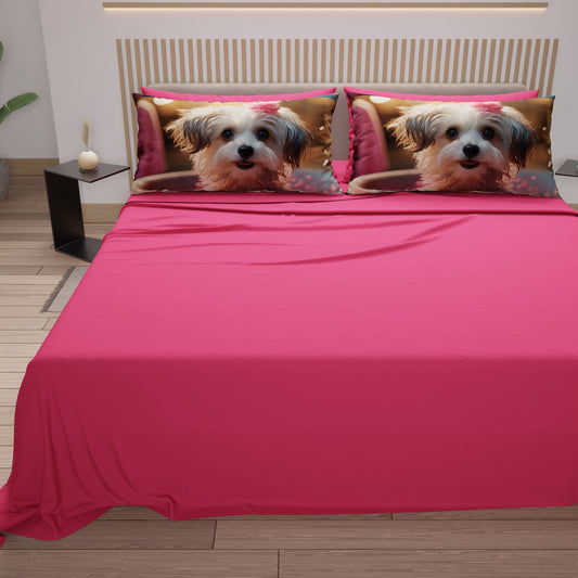 Draps Animaux en Coton, Parure de Lit avec Taies d'Oreiller en Impression Numérique Chien 20