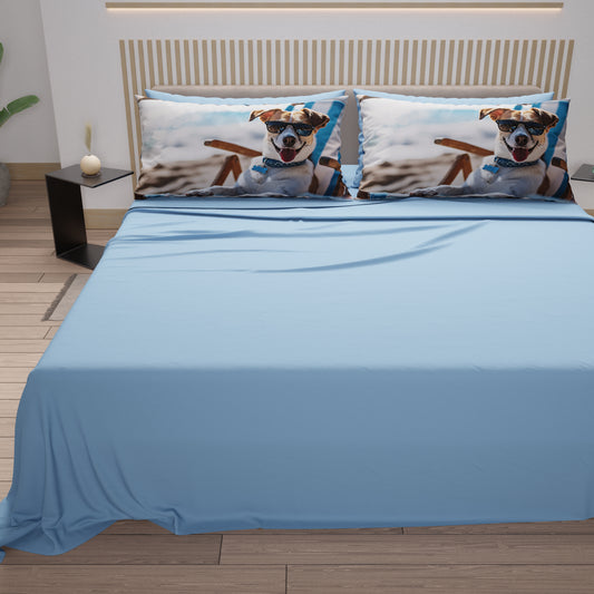 Lenzuola Animali in Cotone, Completo Letto con Federe in Stampa Digitale Dog 03