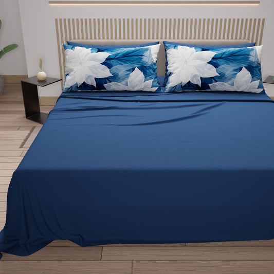 Draps en coton, parure de lit avec taies d'oreiller à impression numérique florale 108