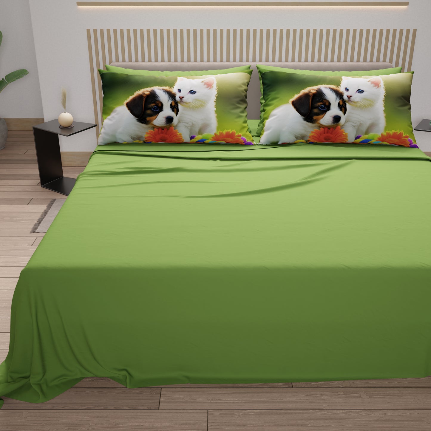 Lenzuola Animali in Cotone, Completo Letto con Federe in Stampa Digitale Friends 11