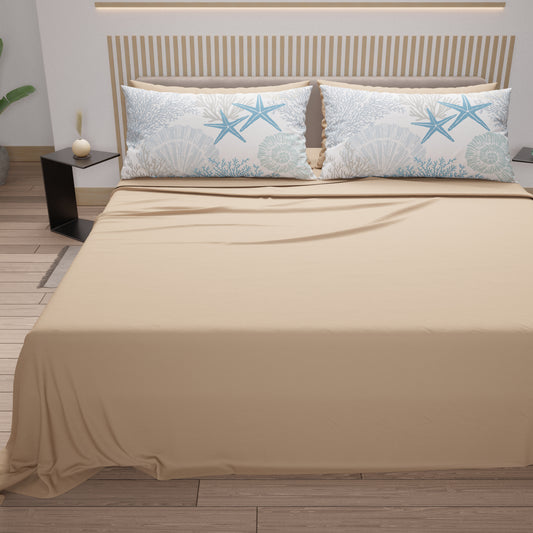 Draps en coton, parure de lit avec taies d'oreiller à impression numérique marine 101