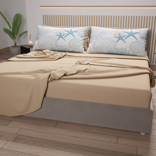 Draps en coton, parure de lit avec taies d'oreiller à impression numérique marine 101