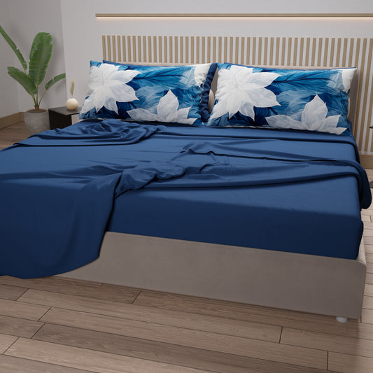 Draps en coton, parure de lit avec taies d'oreiller à impression numérique florale 108