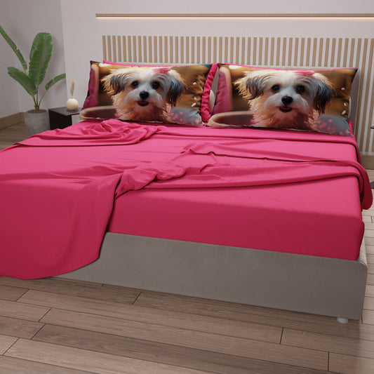 Draps Animaux en Coton, Parure de Lit avec Taies d'Oreiller en Impression Numérique Chien 20