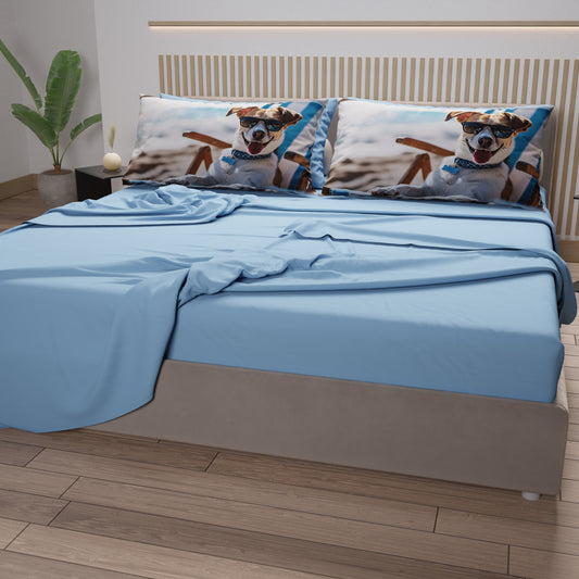 Lenzuola Animali in Cotone, Completo Letto con Federe in Stampa Digitale Dog 03