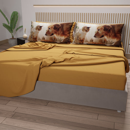 LenzuolaAnimali in Cotone, Completo Letto con Federe in Stampa Digitale Friends 02