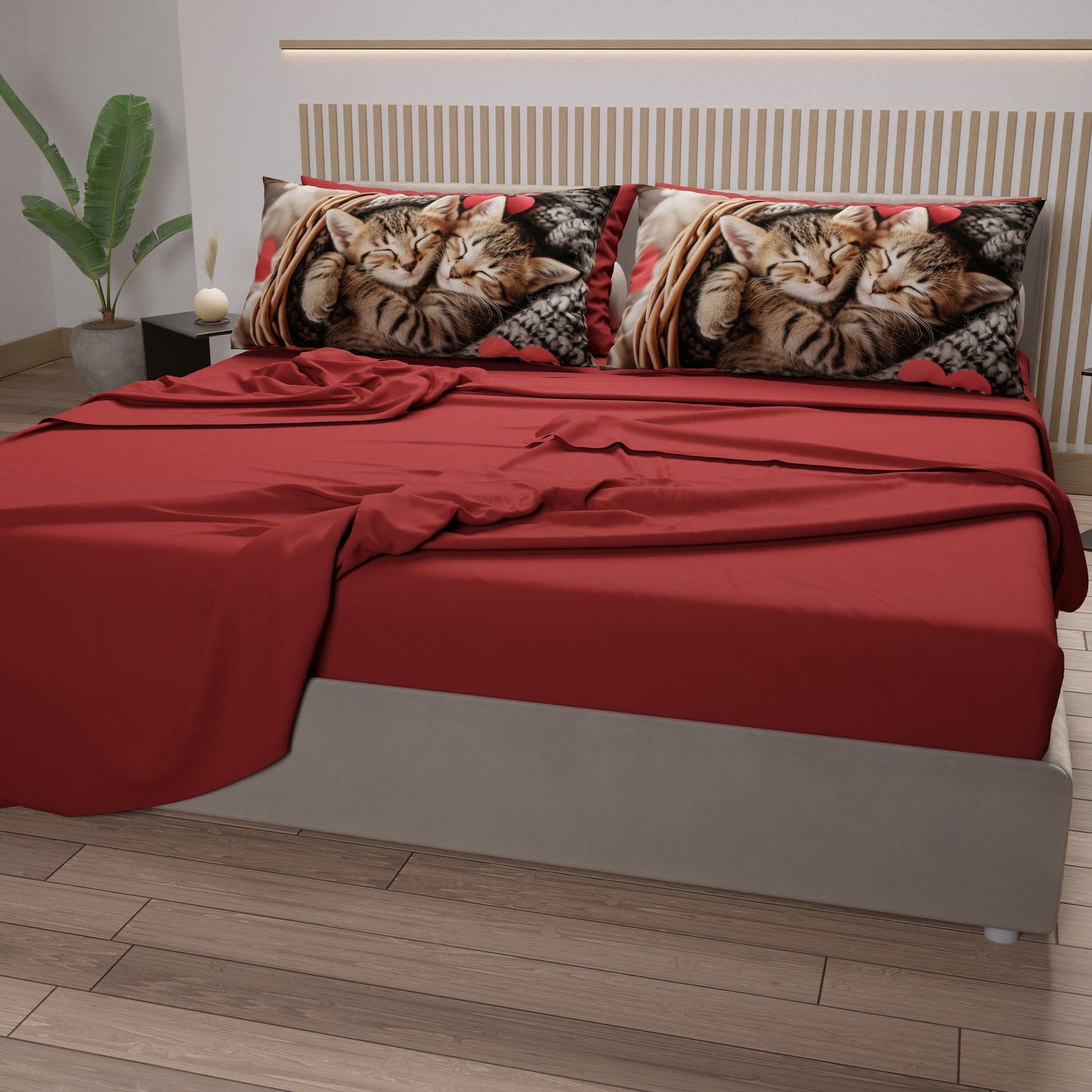 Lenzuola Animali in Cotone, Completo Letto con Federe in Stampa Digitale Cats 10