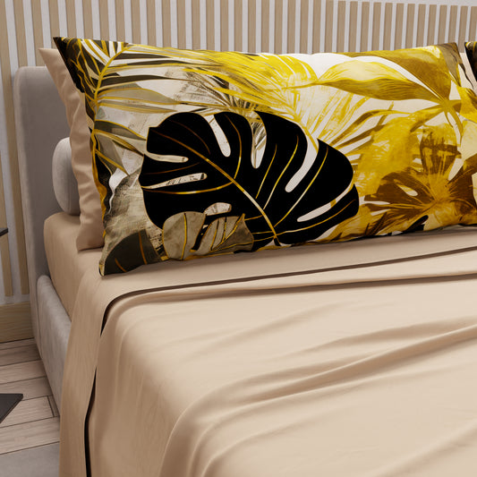 Draps en coton, parure de lit avec taies d'oreiller à impression numérique tropicale 102