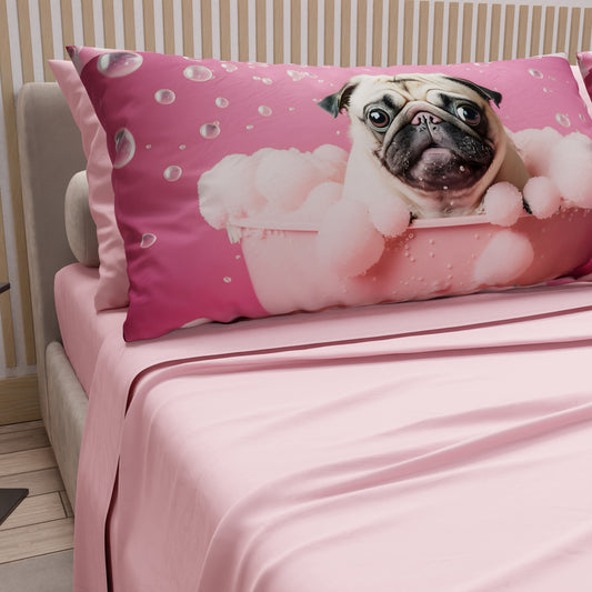 Draps Animaux en Coton, Parure de Lit avec Taies d'Oreiller en Impression Digitale Chiens 08
