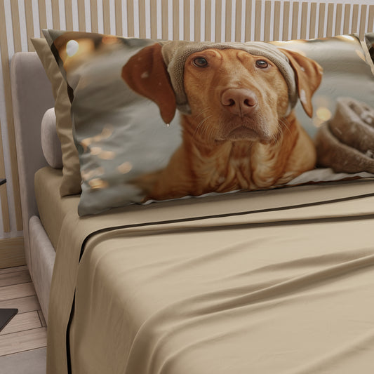 Draps Animaux en Coton, Parure de Lit avec Taies d'Oreiller en Impression Numérique Dog 25