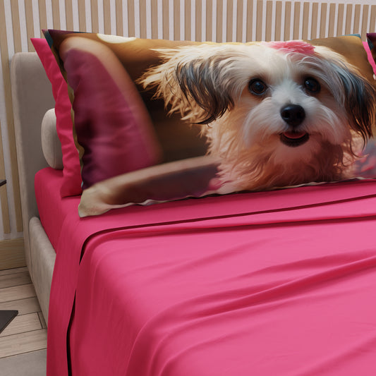 Draps Animaux en Coton, Parure de Lit avec Taies d'Oreiller en Impression Numérique Chien 20