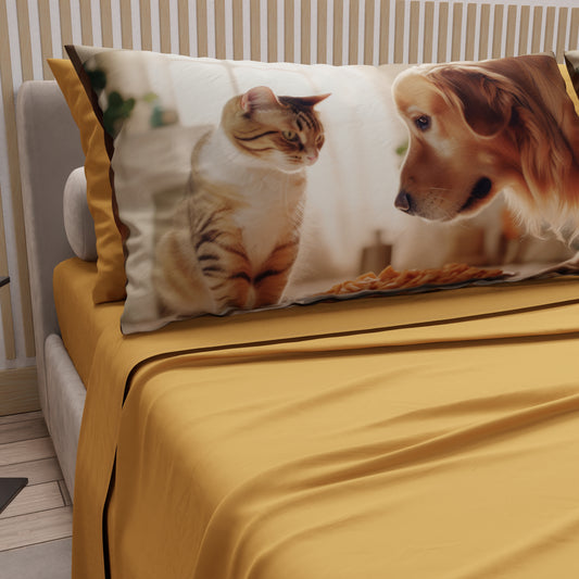 LenzuolaAnimali in Cotone, Completo Letto con Federe in Stampa Digitale Friends 02