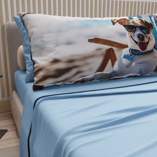 Lenzuola Animali in Cotone, Completo Letto con Federe in Stampa Digitale Dog 03