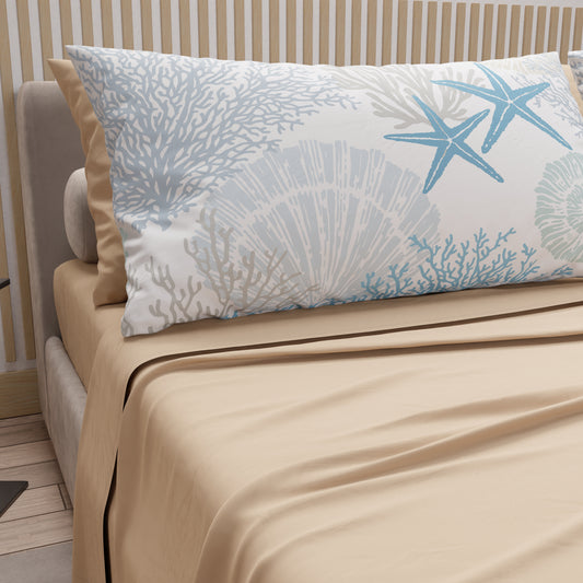 Draps en coton, parure de lit avec taies d'oreiller à impression numérique marine 101