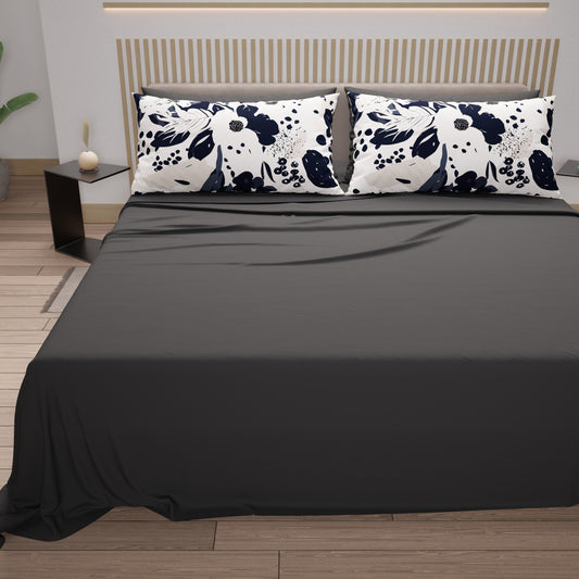 Draps en coton, parure de lit avec taies d'oreiller à impression numérique florale 111