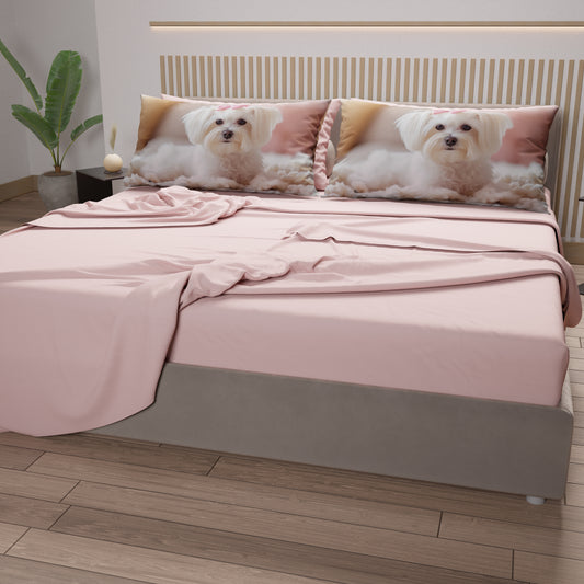 Draps Animaux en Coton, Parure de Lit avec Taies d'Oreiller en Impression Numérique Chien 12