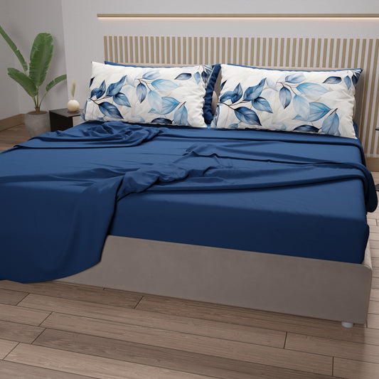 Draps en coton, parure de lit avec taies d'oreiller à impression numérique florale 109