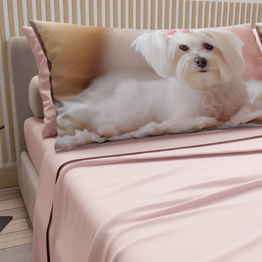 Draps Animaux en Coton, Parure de Lit avec Taies d'Oreiller en Impression Numérique Chien 12