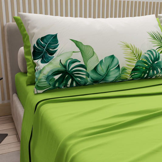 Draps en Coton, Parure de Lit avec Taies d'Oreiller en Impression Digitale Tropical 111