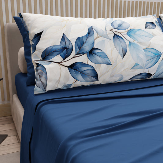Draps en coton, parure de lit avec taies d'oreiller à impression numérique florale 109