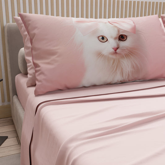 Lenzuola Animali in Cotone, Completo Letto con Federe in Stampa Digitale Cats 07