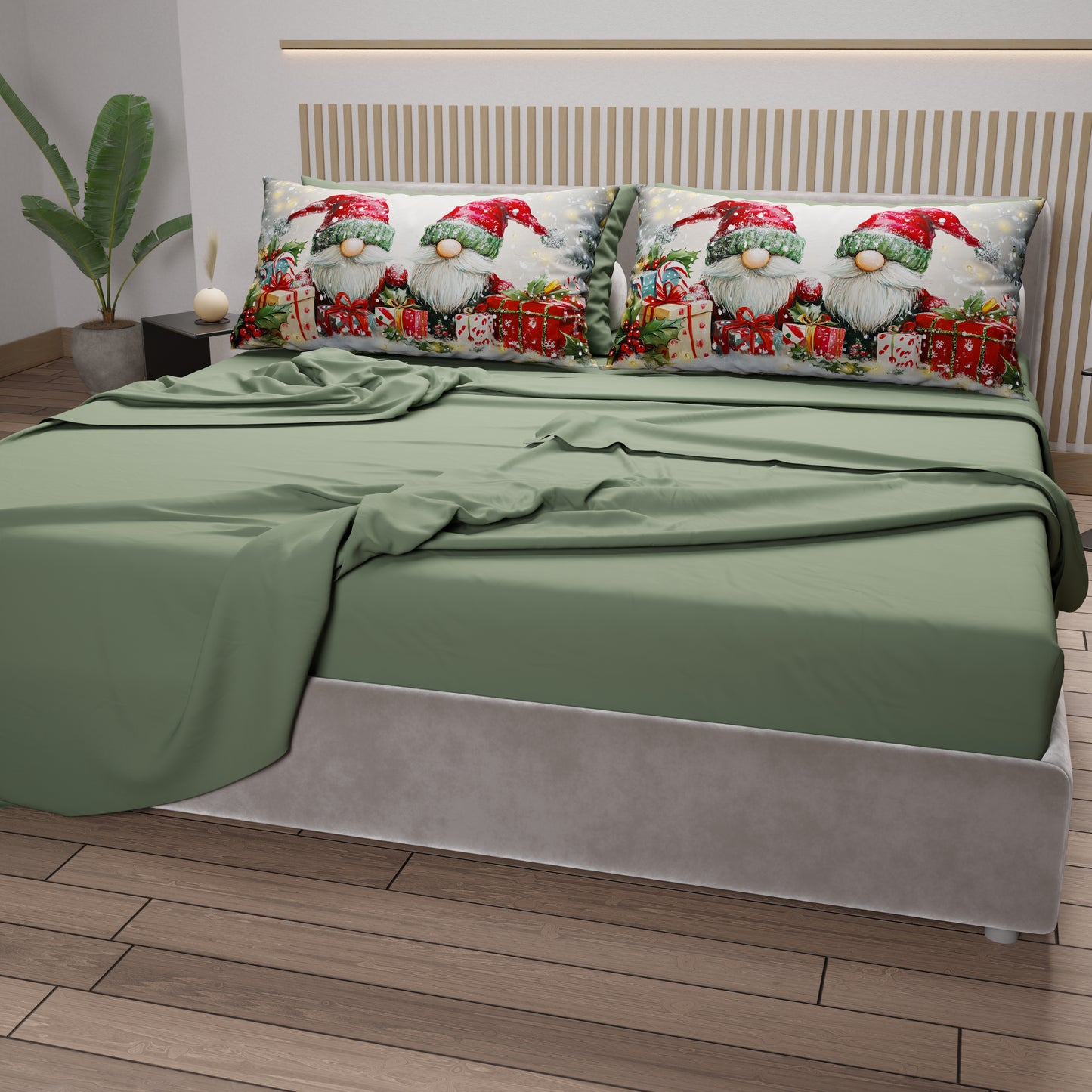Lenzuola Natalizie in Cotone, Completo Letto con Federe in Stampa Digitale 25 Xmas 11
