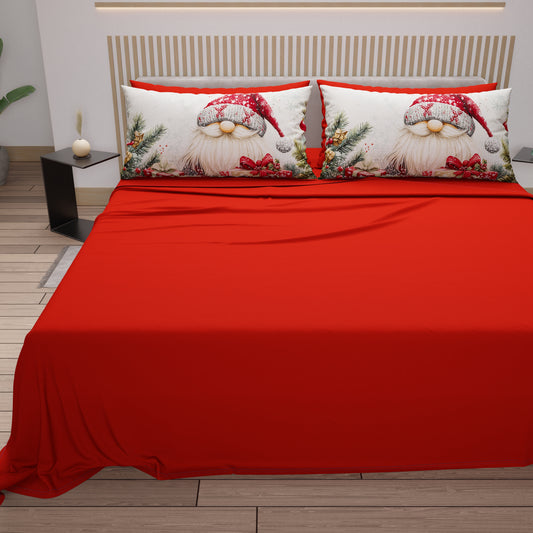 Draps de Noël en Coton, Parure de Lit avec Taies d'Oreiller en Impression Numérique 25 Xmas 13