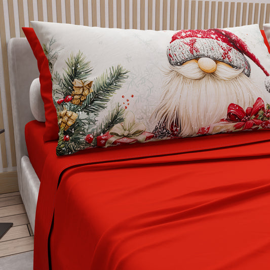 Draps de Noël en Coton, Parure de Lit avec Taies d'Oreiller en Impression Numérique 25 Xmas 13