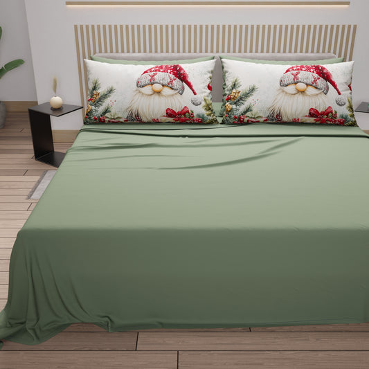 Draps de Noël en Coton, Parure de Lit avec Taies d'Oreiller en Impression Numérique 25 Xmas 13