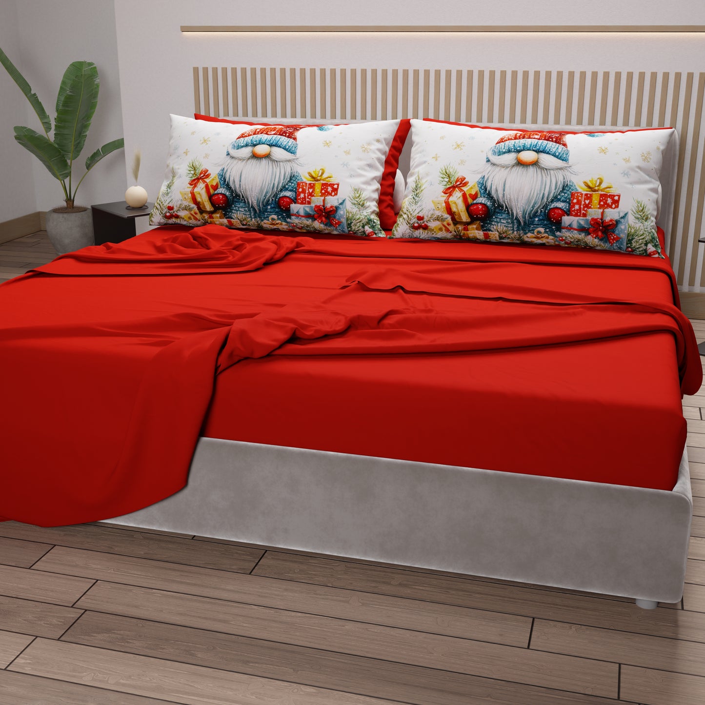 Lenzuola Natalizie in Cotone, Completo Letto con Federe in Stampa Digitale 25 Xmas 14