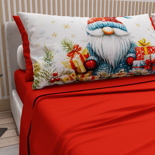 Draps de Noël en Coton, Parure de Lit avec Taies d'Oreiller en Impression Numérique 25 Xmas 14