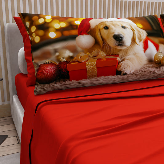 Draps de Noël en Coton, Parure de Lit avec Taies d'Oreiller en Impression Numérique 25 Xmas 15