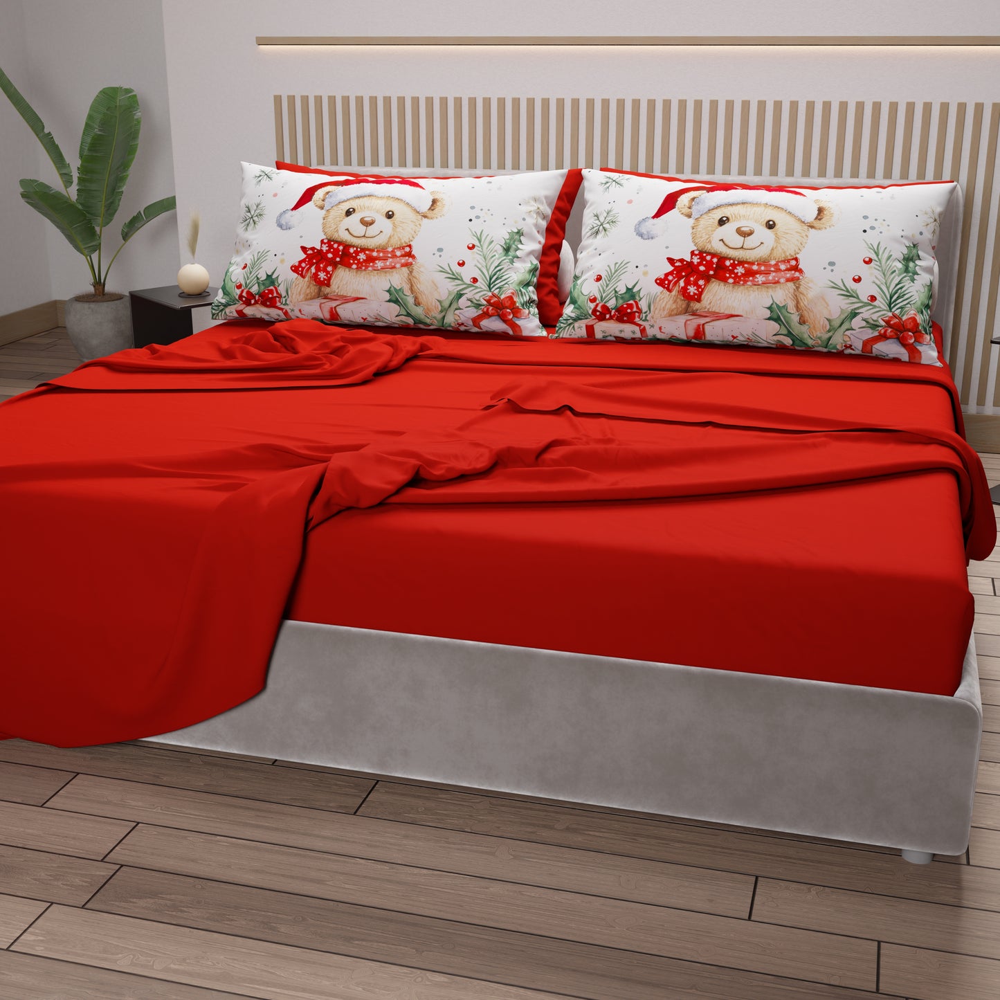 Lenzuola Natalizie in Cotone, Completo Letto con Federe in Stampa Digitale 25 Xmas 16