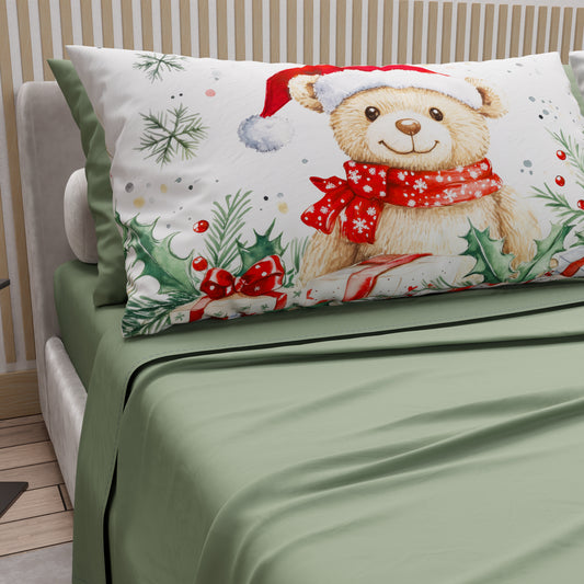 Draps de Noël en Coton, Parure de Lit avec Taies d'Oreiller en Impression Numérique 25 Xmas 16