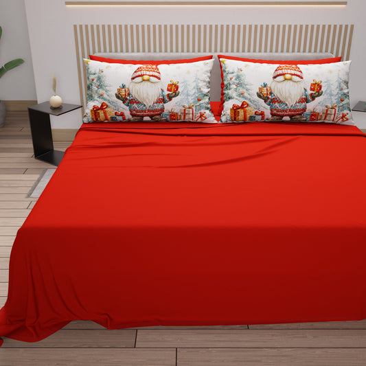 Draps de Noël en Coton, Parure de Lit avec Taies d'Oreiller en Impression Numérique 25 Xmas 19