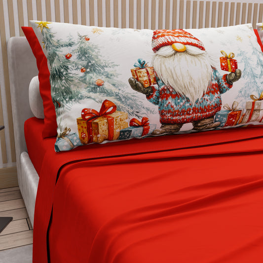Draps de Noël en Coton, Parure de Lit avec Taies d'Oreiller en Impression Numérique 25 Xmas 19