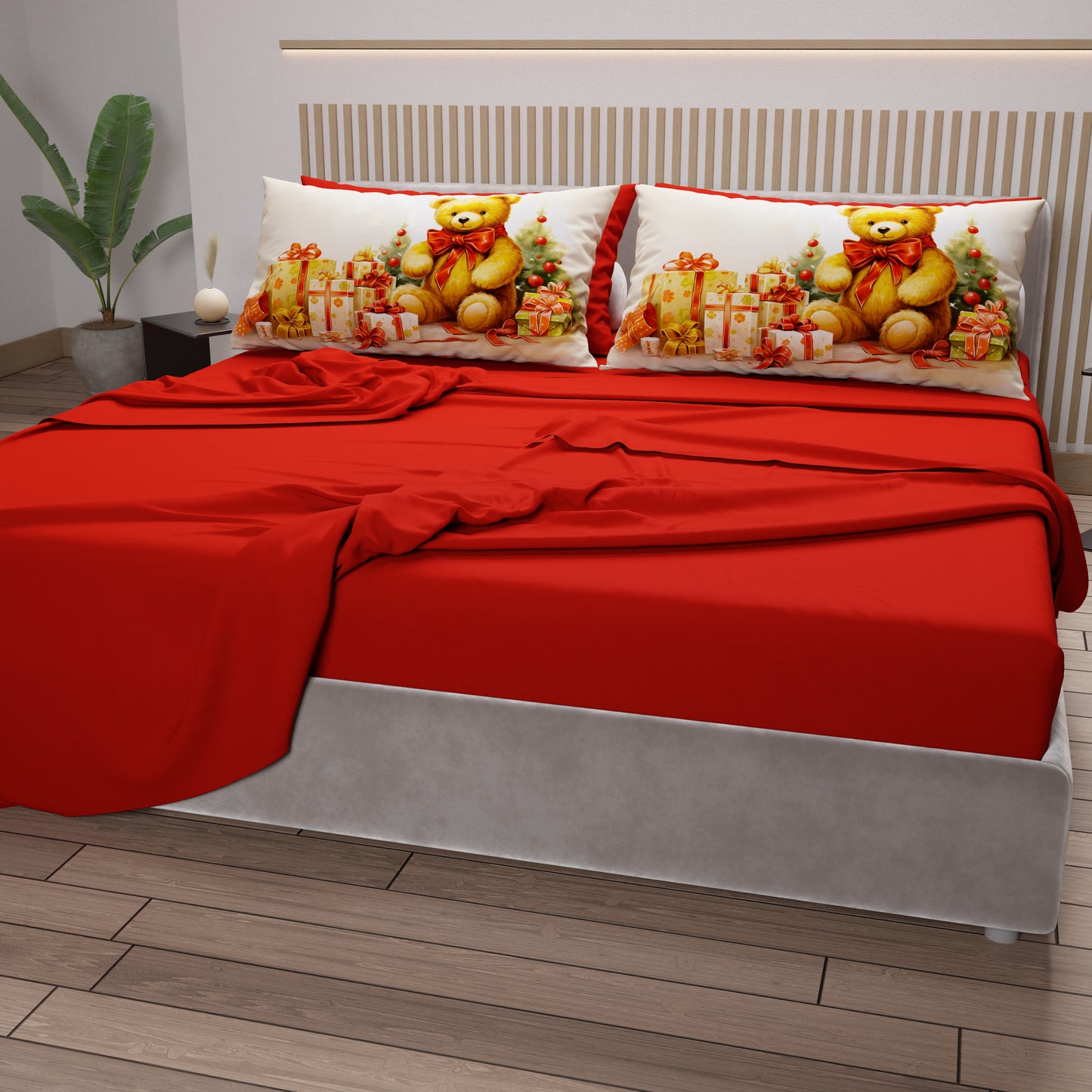 Lenzuola Natalizie in Cotone, Completo Letto con Federe in Stampa Digitale 25 Xmas 3