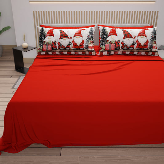 Draps de Noël en Coton, Parure de Lit avec Taies d'Oreiller en Impression Numérique 25 Xmas 5