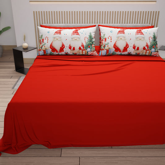Draps de Noël en Coton, Parure de Lit avec Taies d'Oreiller en Impression Numérique 25 Xmas 6