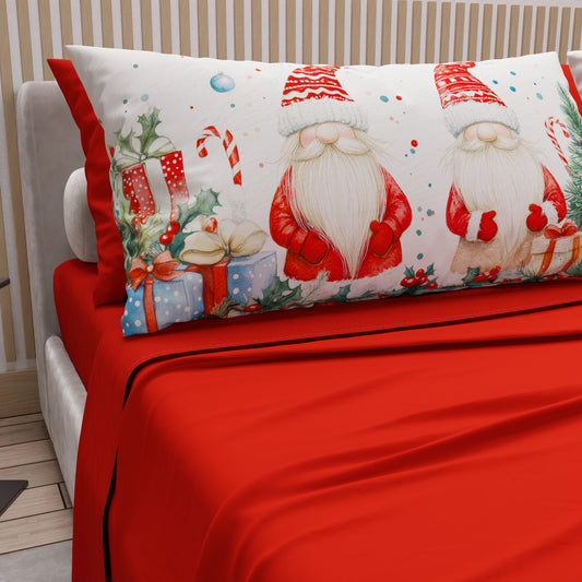 Draps de Noël en Coton, Parure de Lit avec Taies d'Oreiller en Impression Numérique 25 Xmas 6