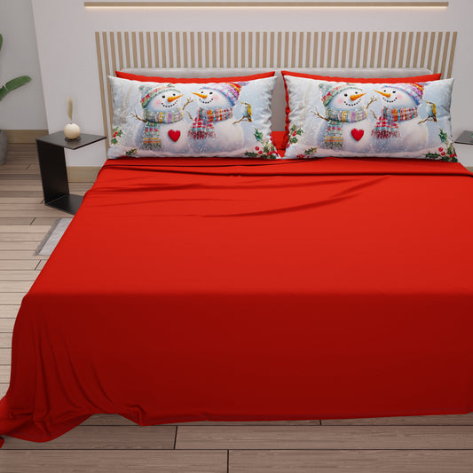 Draps de Noël en Coton, Parure de Lit avec Taies d'Oreiller en Impression Numérique 25 Xmas 7