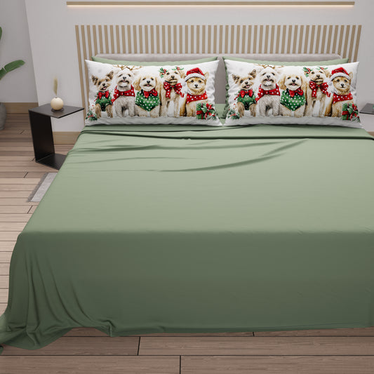 Draps de Noël en Coton, Parure de Lit avec Taies d'Oreiller en Impression Numérique 25 Xmas 9
