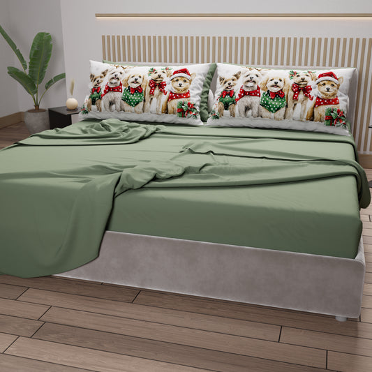 Draps de Noël en Coton, Parure de Lit avec Taies d'Oreiller en Impression Numérique 25 Xmas 9