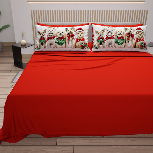 Draps de Noël en Coton, Parure de Lit avec Taies d'Oreiller en Impression Numérique 25 Xmas 9
