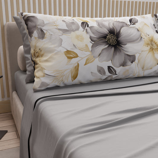 Draps en coton, parure de lit avec taies d'oreiller en impression numérique florale F28