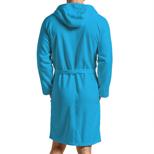 Light blue microfibre bathrobe for men and women