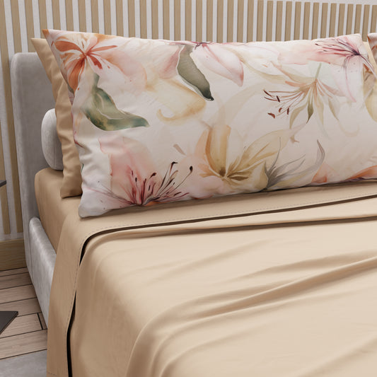Draps en coton, parure de lit avec taies d'oreiller en impression numérique florale F3